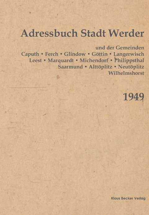 Adressbuch der Stadt Werder 1949 - 