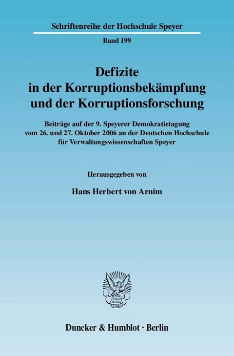 Defizite in der Korruptionsbekämpfung und der Korruptionsforschung. - 