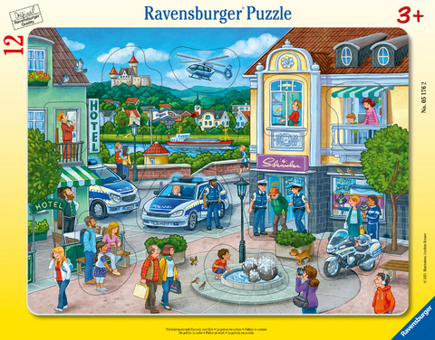 Ravensburger Kinderpuzzle - 05176 Polizeieinsatz mit Hannah und Erik - Rahmenpuzzle für Kinder ab 3 Jahren, mit 12 Teilen