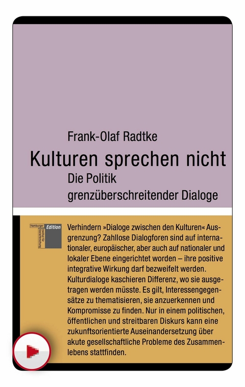 Kulturen sprechen nicht -  Frank-Olaf Radtke