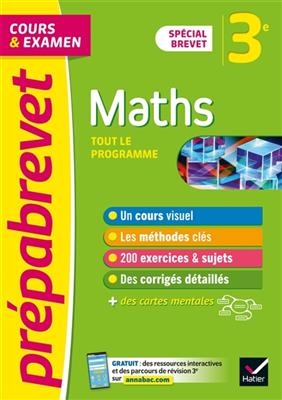 Maths 3e : tout le programme, cours & examen : spécial brevet - Jean-Pierre Bureau, Caroline Bureau, E. Michaud