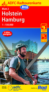 ADFC-Radtourenkarte 2 Holstein Hamburg 1:150.000, reiß- und wetterfest, E-Bike geeignet, GPS-Tracks Download - 