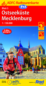 ADFC-Radtourenkarte 3 Ostseeküste Mecklenburg 1:150.000, reiß- und wetterfest, E-Bike geeignet, GPS-Tracks Download - 