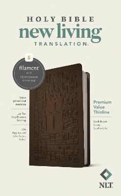 NLT Premium Value Thinline Bible, Filament-Enabled Edition (Leatherlike, Dark Brown Cross) -  Tyndale
