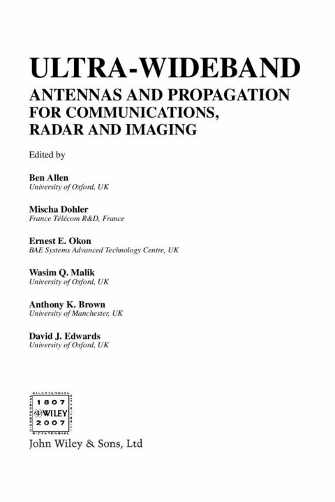 Ultra-Wideband Antennas and Propagation - 