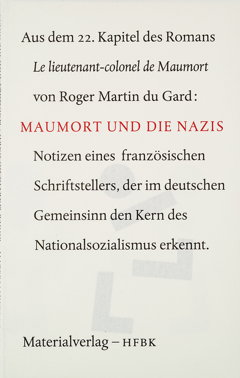 Maumort und die Nazis - Roger Martin Du Gard