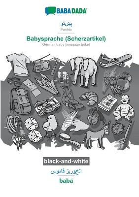 BABADADA black-and-white, Pashto (in arabic script) - Babysprache (Scherzartikel), visual dictionary (in arabic script) - baba -  Babadada GmbH