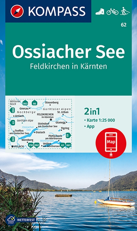 KOMPASS Wanderkarte 62 Ossiacher See, Feldkirchen in Kärnten 1:25.000