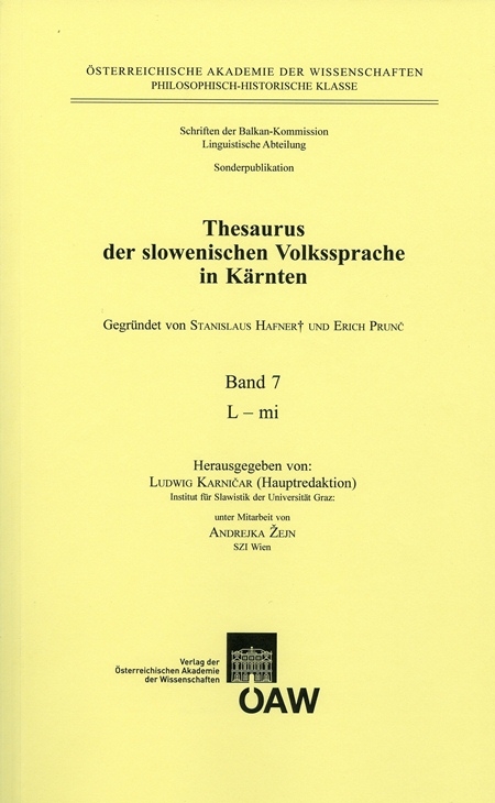 Thesaurus der slowenischen Volkssprache in Kärnten / Thesaurus der slowenischen Volkssprache in Kärnten. Band 7: L -mi - 