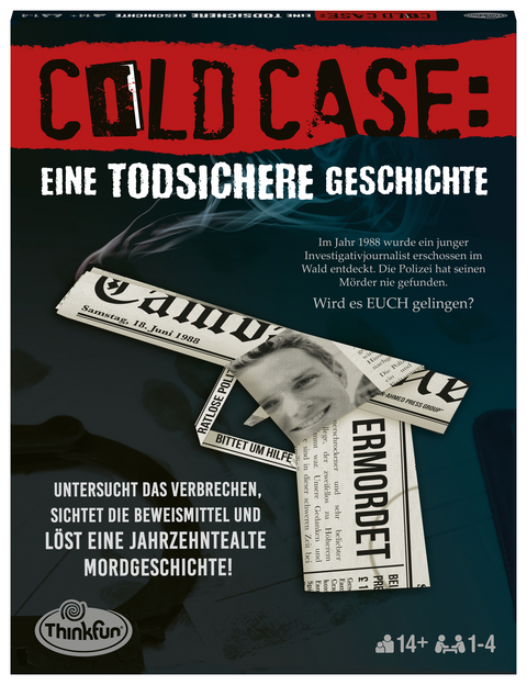 ThinkFun - 76464 - Cold Case: Eine todsichere Geschichte. Der Krimi im eigenen Heim. Wer findet den Mörder? Ein Rätsel-Spiel für Einen oder in der Gruppe ab 14 Jahren