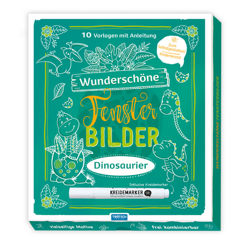 Trötsch Wunderschöne Fensterbilder mit Kreidemarker Mappe mit Vorlagen und Kreidemarker Dinosaurier - 