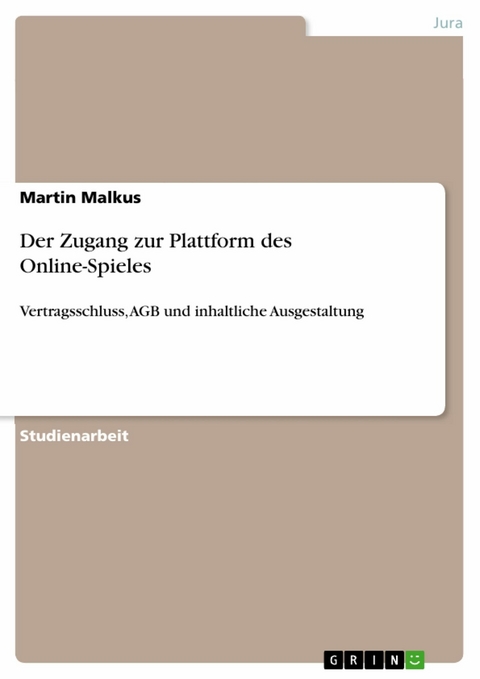 Der Zugang zur Plattform des Online-Spieles - Martin Malkus