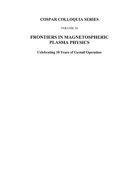 Frontiers in Magnetospheric Plasma Physics - 