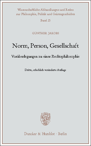 Norm, Person, Gesellschaft. -  Günther Jakobs