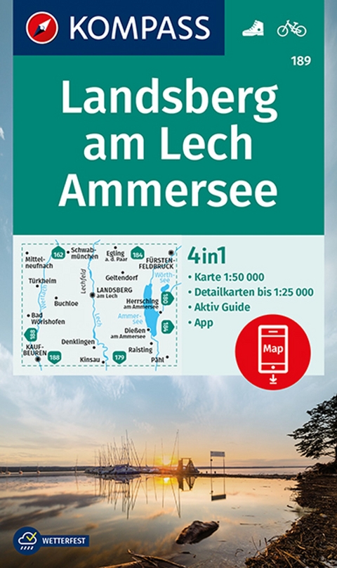 KOMPASS Wanderkarte 189 Landsberg am Lech, Ammersee 1:50.000