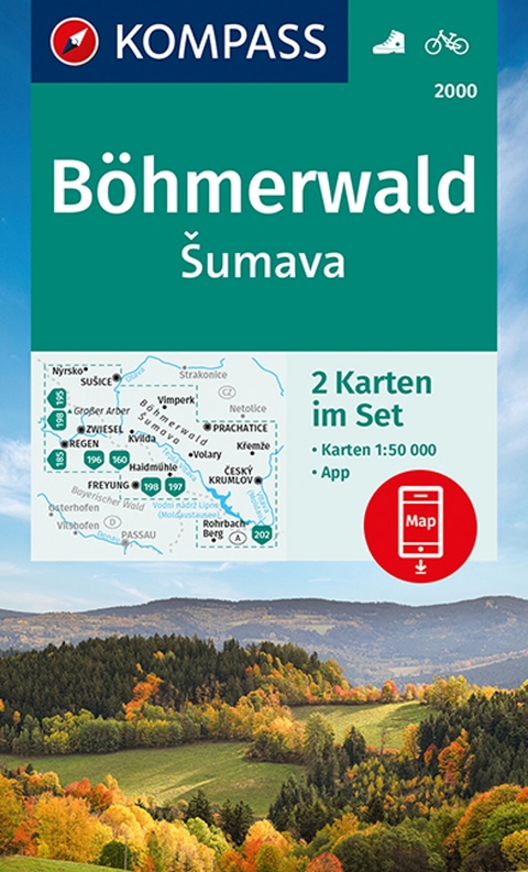 KOMPASS Wanderkarten-Set 2000 Böhmerwald, Sumava (2 Karten) 1:50.000