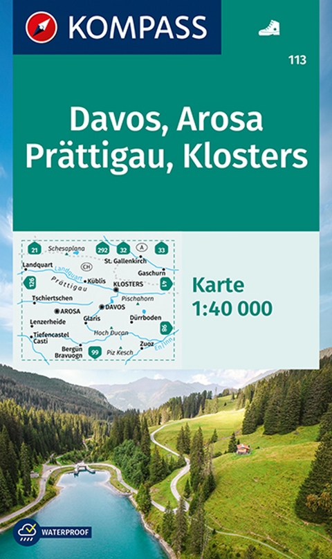 KOMPASS Wanderkarte 113 Davos, Arosa, Prättigau, Klosters 1:40.000