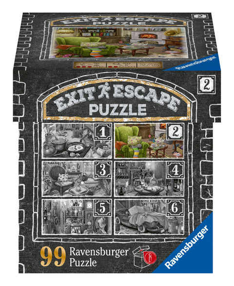 Ravensburger EXIT Puzzle 16878 - Im Gutshaus Wohnzimmer – 99 Teile Puzzle für Erwachsene und Kinder ab 14 Jahren