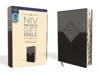 NIV, Premium Gift Bible, Leathersoft, Black/Gray, Red Letter, Thumb Indexed, Comfort Print -  Zondervan