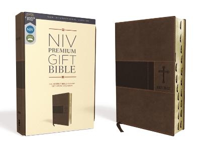 NIV, Premium Gift Bible, Leathersoft, Brown, Red Letter, Thumb Indexed, Comfort Print -  Zondervan