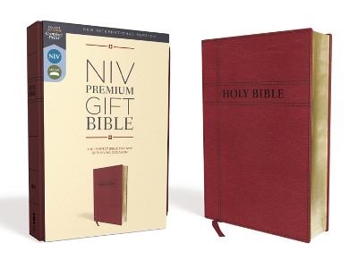 NIV, Premium Gift Bible, Leathersoft, Burgundy, Red Letter, Comfort Print -  Zondervan