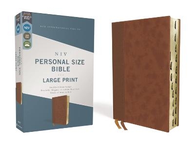 NIV, Personal Size Bible, Large Print, Leathersoft, Brown, Red Letter, Thumb Indexed, Comfort Print -  Zondervan