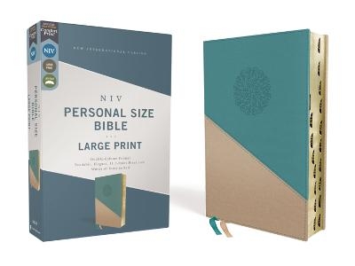 NIV, Personal Size Bible, Large Print, Leathersoft, Teal/Gold, Red Letter, Thumb Indexed, Comfort Print -  Zondervan