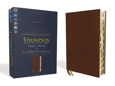 NIV, Thompson Chain-Reference Bible, Large Print, Genuine Leather, Cowhide, Brown, Red Letter, Art Gilded Edges, Thumb Indexed, Comfort Print