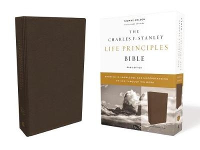 KJV, Charles F. Stanley Life Principles Bible, 2nd Edition, Genuine Leather, Brown, Comfort Print