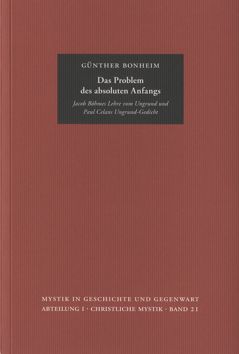 Das Problem des absoluten Anfangs - Günther Bonheim
