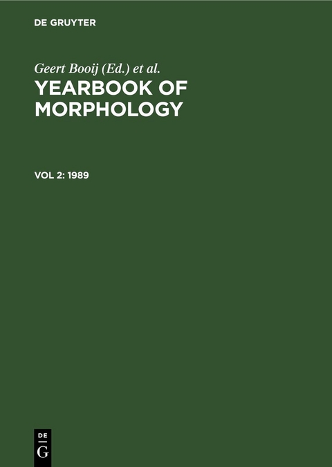 Yearbook of Morphology / 1989 - 