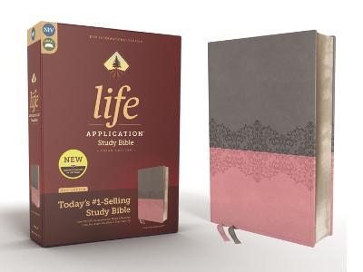 NIV, Life Application Study Bible, Third Edition, Leathersoft, Gray/Pink, Red Letter -  Zondervan