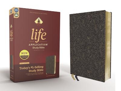 NIV, Life Application Study Bible, Third Edition, Bonded Leather, Navy Floral, Red Letter -  Zondervan