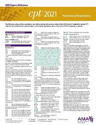 CPT 2021 Express Reference Coding Card: Pulmonary/Respiratory -  American Medical Association