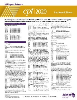 CPT 2020 Express Reference Coding Card: Ear, Nose & Throat -  American Medical Association