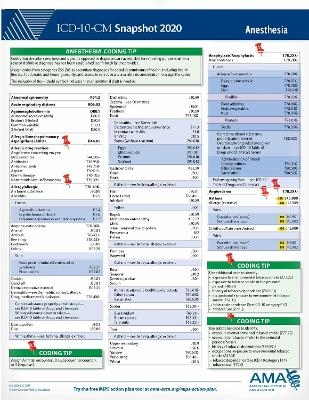 ICD-10-CM 2020 Snapshot Coding Card: Anesthesia -  American Medical Association