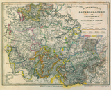 Historische Karte: Fürstentum Schwarzburg-Sondershausen und Fürstentum Schwarzburg-Rudolstadt nebst den Reussischen Landen 1851 [gerollt] - Radefeld Major