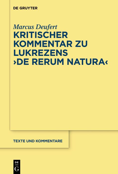 Kritischer Kommentar zu Lukrezens 'De rerum natura' -  Marcus Deufert