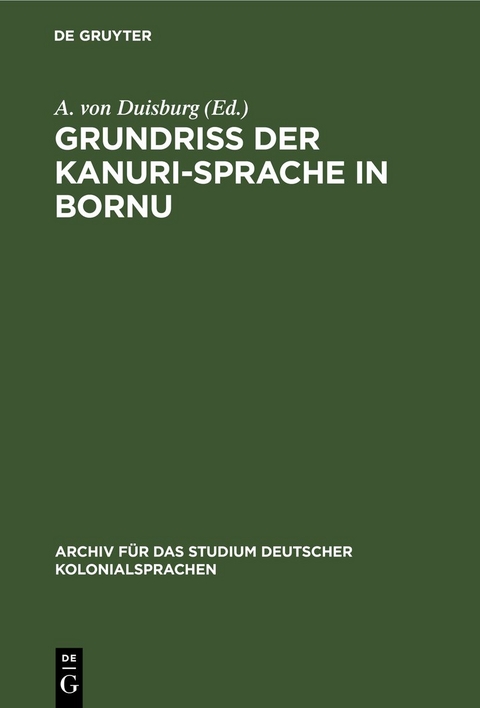 Grundriss der Kanuri-Sprache in Bornu - 
