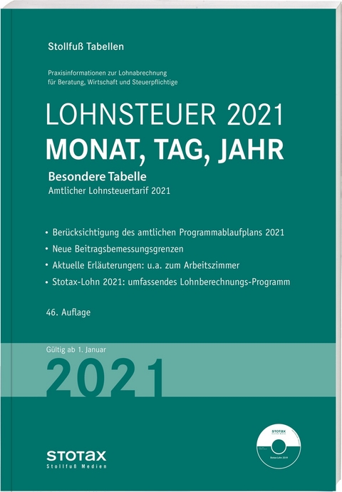 Tabelle, Lohnsteuer 2021 Monat, Tag, Jahr