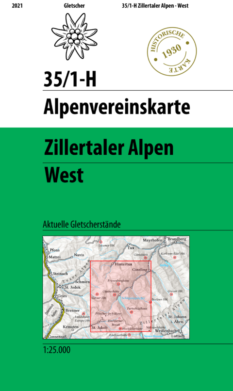 Zillertaler Alpen West - Historische Karte - 