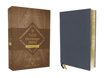 NASB, Heritage Bible, Passaggio Setting, Genuine Leather, Buffalo, Blue, 1995 Text, Art Gilded Edges, Comfort Print -  Zondervan